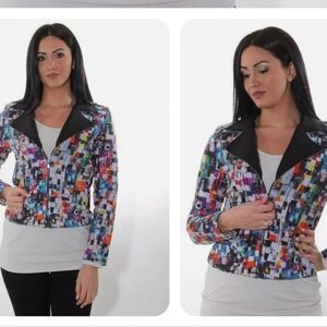 NWT Dolcezza Jersey Colorful Moto Jacket